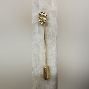 Vintage Gold Color Initial 'S' Stick Pin